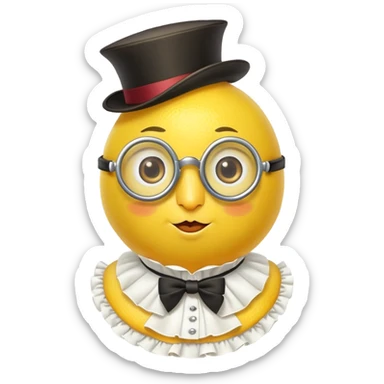 lemon citrus fruit wearing a monocle single eyeglass and Elizabethan Victorian ruffled collar sticker