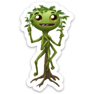 bowtruckle: Small, tree-guardian creatures resembling sticks with eyes, known for their attachment to particular trees and wood. sticker