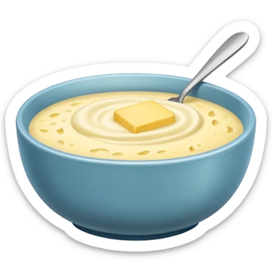a bowl of grits with butter on top, simple, clear sticker