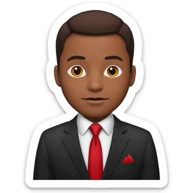 African American man in a suit and red tie, posing like a politician, emoji style sticker