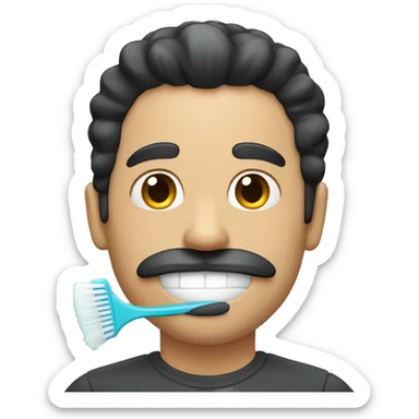 Guy with black hair and toothbrush mustache sticker