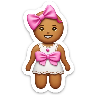 gingerbread girl with pink bow  sticker