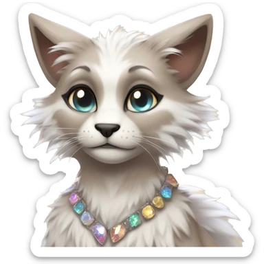Furry, sparkle, iridescent, colorful, pastel, edgy, cool, fantasy beautiful, brown, beige, white, divine, godly, angelic, animal, anthro, full body, fursona, feline sticker