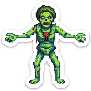 zombie with arms outstretched sticker