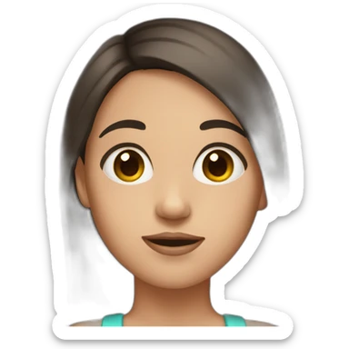 Girl with big forehead and dark brown hair and no eyebrows sticker