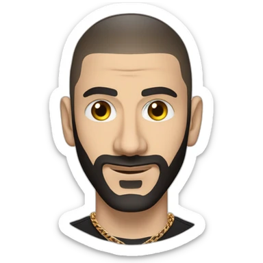 Karim Benzema mafia thug wearing gold chain and black shirt sticker