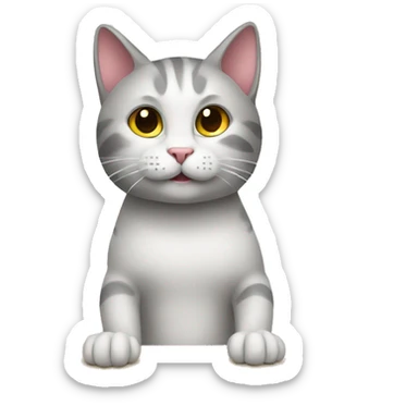 a cat which is standing up at a standing desk sticker