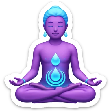 meditation aura , minimalistic transparent glass 3d neon glowing sticker