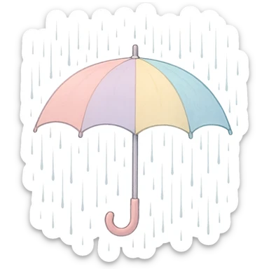 pastel umbrella under rain, bufo sticker