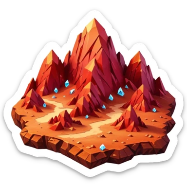 crystal mars, surface covered in glowing crystals mountains and dust sticker