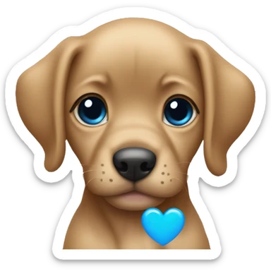 Puppy eyed emoji with blue hearts sticker