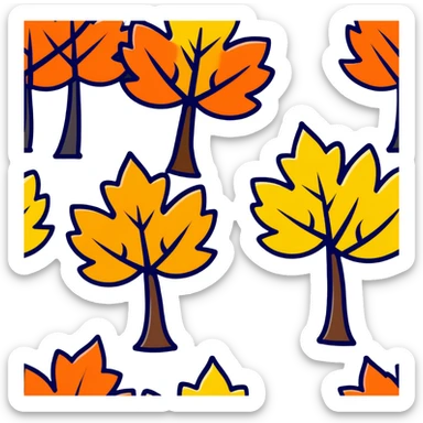 tree in the fall with colorful autumn leaves sticker