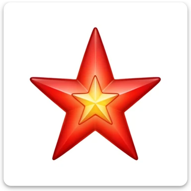 A single red star emoji in cartoon style. The star should be symmetrical, shiny, and have smooth edges. It should glow softly with a red aura. The design should be friendly and emoji-like, with a transparent background. sticker