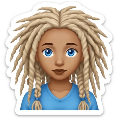 african american mae, curly white dreads, blue eyes sticker