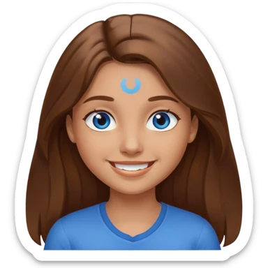 Girl long brown hair, blue eyes medium skin tone sticker