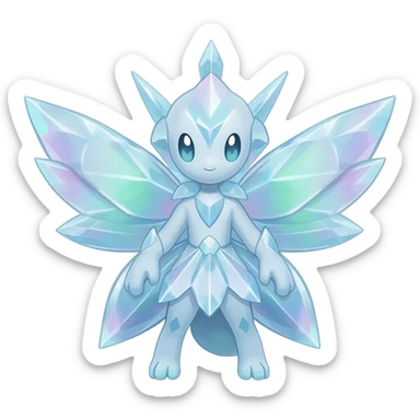 elemental icy floral ethereal glacial Axew-Rufflet-Brionne-Celebi-Pokémon-Fakémon-hybrid-creature sticker