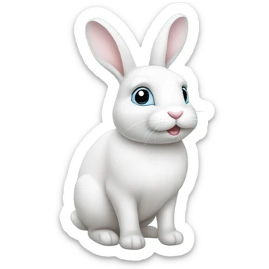 White bunny with a light blue bun sticker