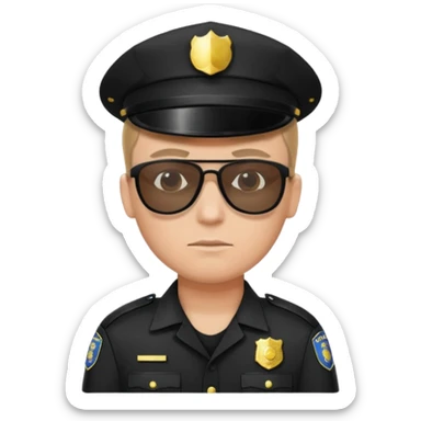 police wear black uniform and sunglasses sticker