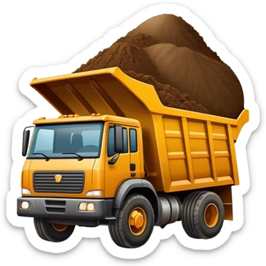 Dump truck with dirt sticker