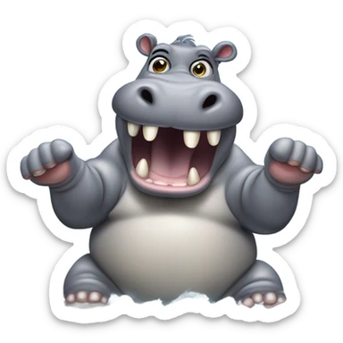 a hippo wishing luck to someone sticker