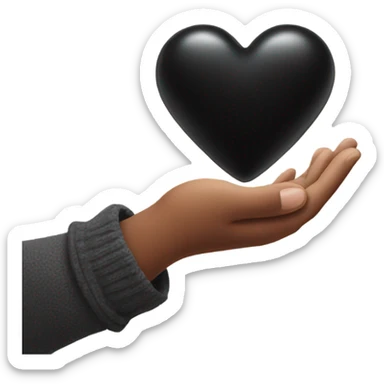 hand holding a black heart sticker