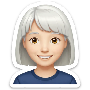 little longer white hair and bangs smile sticker
