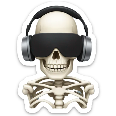 skeleton with a blindfold and headphones sticker