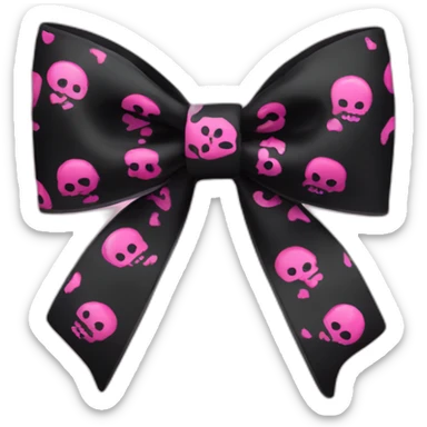 black with pink skull pattern bow sticker