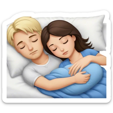 Blond man and brunette woman asleep sticker
