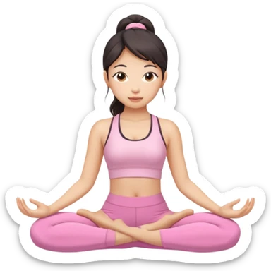 asian yoga girl light pink clothes  sticker