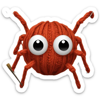 spider knits with knitting needles sticker