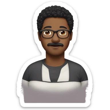 african american man with a mustache and short black hair and glasses, pregnant sticker