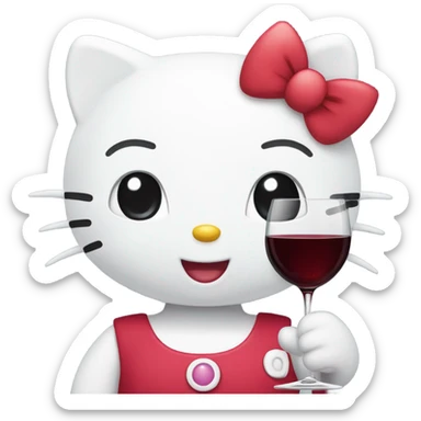 Hello Kitty drinking red wine sticker