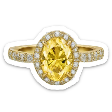 Yellow oval diamond ring gold band, elegant and detailed.” sticker