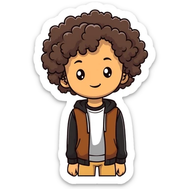 tan teenager with curly dark brown hair sticker