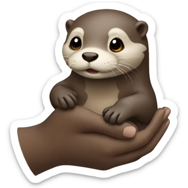otter holding hand sticker