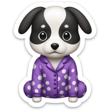 Black and white dog in mal pj's sticker
