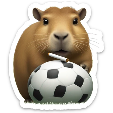 Capybara smoking a cig while playing soccer sticker