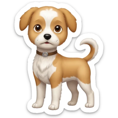 a full body white beagle x maltese x chi dog the size of a kelpie with light brown ears and a light brown patch on one eye sticker