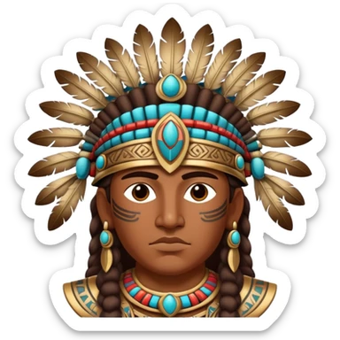 Ancient Toltec warrior with ornate headdress sticker