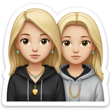girl in hoodie with jewelry. One blond one brunette  sticker