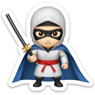 Emoji de ninja capa blanca y la espada  sticker