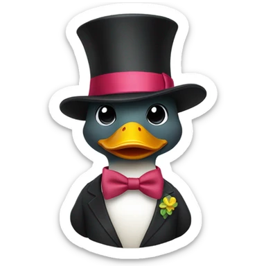 Duck wearing a costume sticker