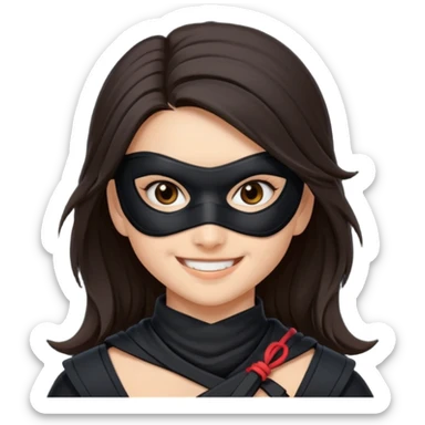 i need girl ninja smile with long dark brown hair sticker