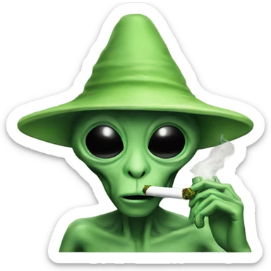 Alien smoking weed sticker