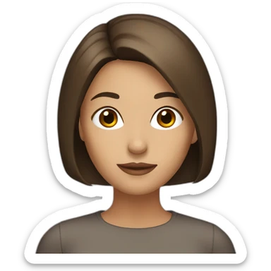 a brunette with a bob without bangs, brown eyes sticker