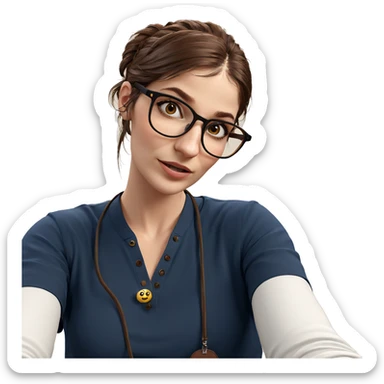 brown-haired girl with glasses sticker