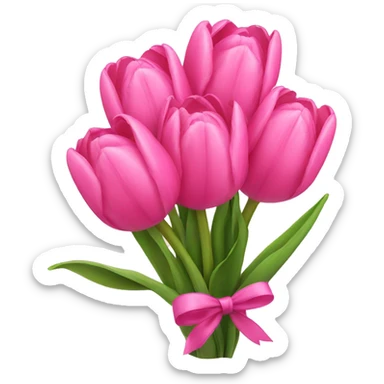 Pink tulips with pink bow around it sticker