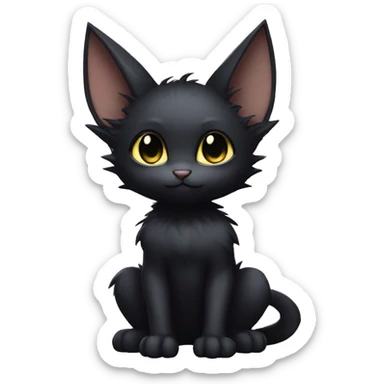 a anthro chibi-style black batty cat-Fakémon-hybrid full body sticker