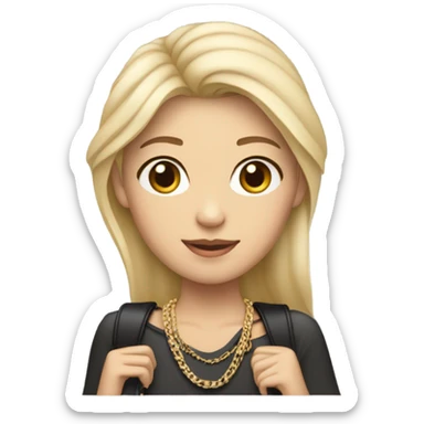 Blonde Chanel Asian Girl with Birkin bag and Chanel necklace sticker